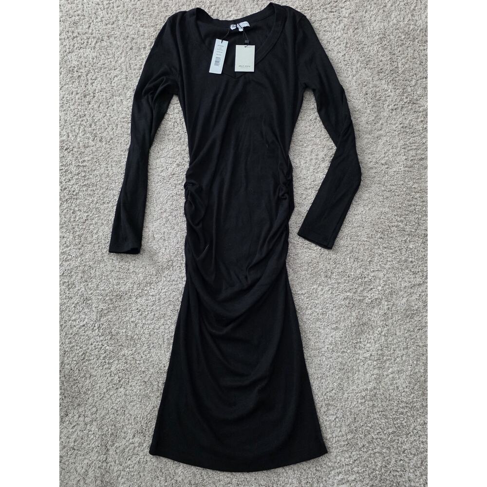 Michael Stars Nova Dress Women’s Large Petite Black Long Sleeve Ultra Rib